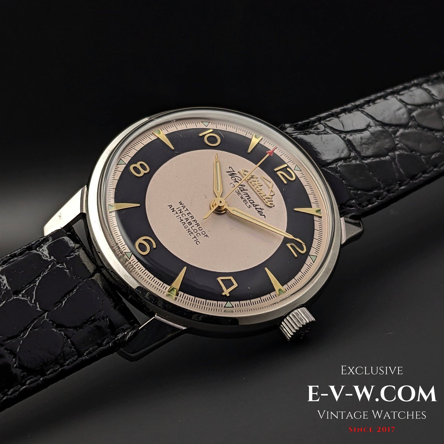 50 Years Old Vintage Atlantic Worldmaster Jumbo Two tone Bull's Eye Dial / Cal. 1100 / Vintage 1970s