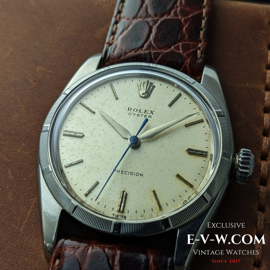 Non-Lume Rolex Oyster Precision 6427 (1960s) — “SWISS Only” Dial, Cal. 1210, Engine-Turned Bezel
