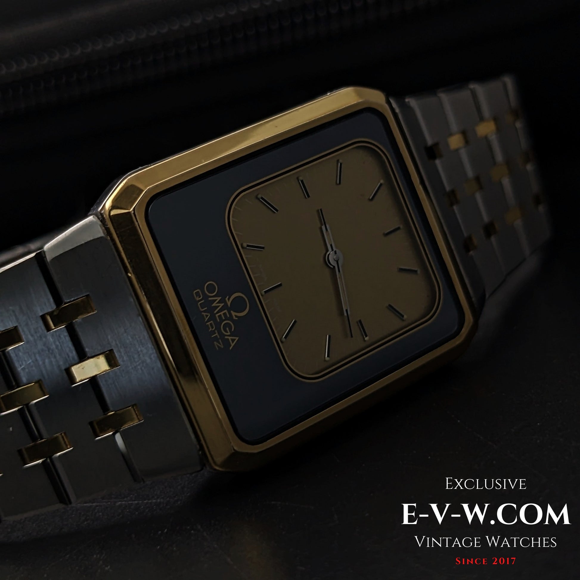 Detailed view of 1982 Omega Equinoxe Watch - Vintage Precision analog dial with gold-tone finish and minimalist hour markers.