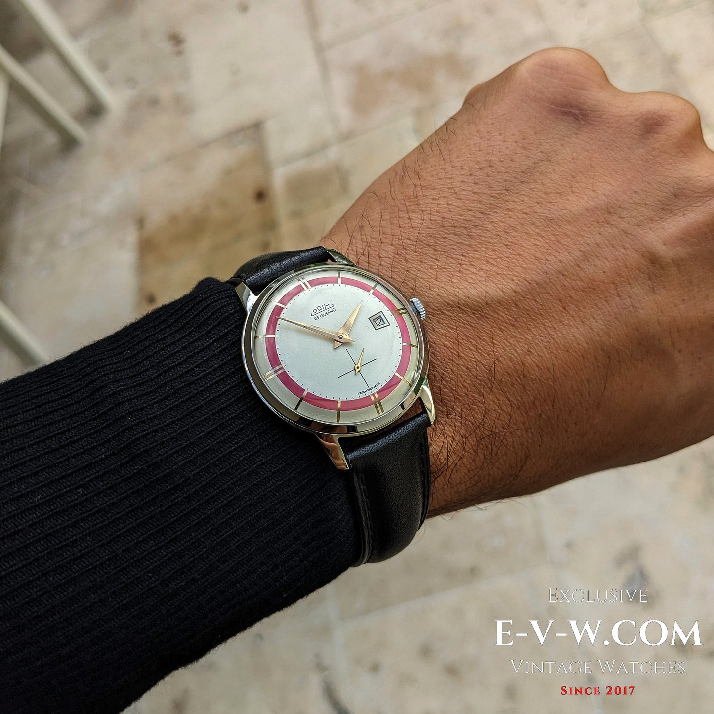 Années 1960 — PRIM — Cadran rose bicolore « œil de bœuf » — Cal. 521 — Vintage 1960 — Révisée