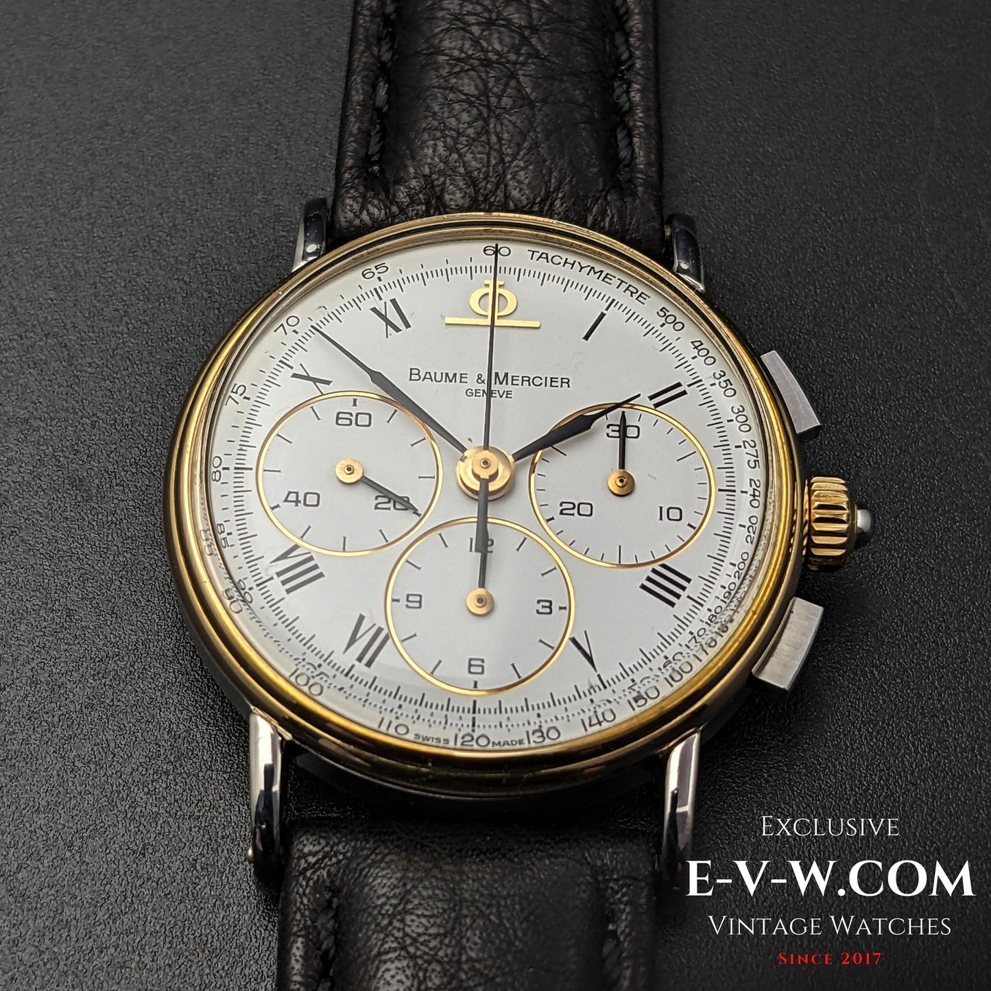 40 Years Old Vintage Baume & Mercier Chronograph Steel Gold  / Ref. 6101099 / Cal. Lemania 1873 / Vintage 1980s