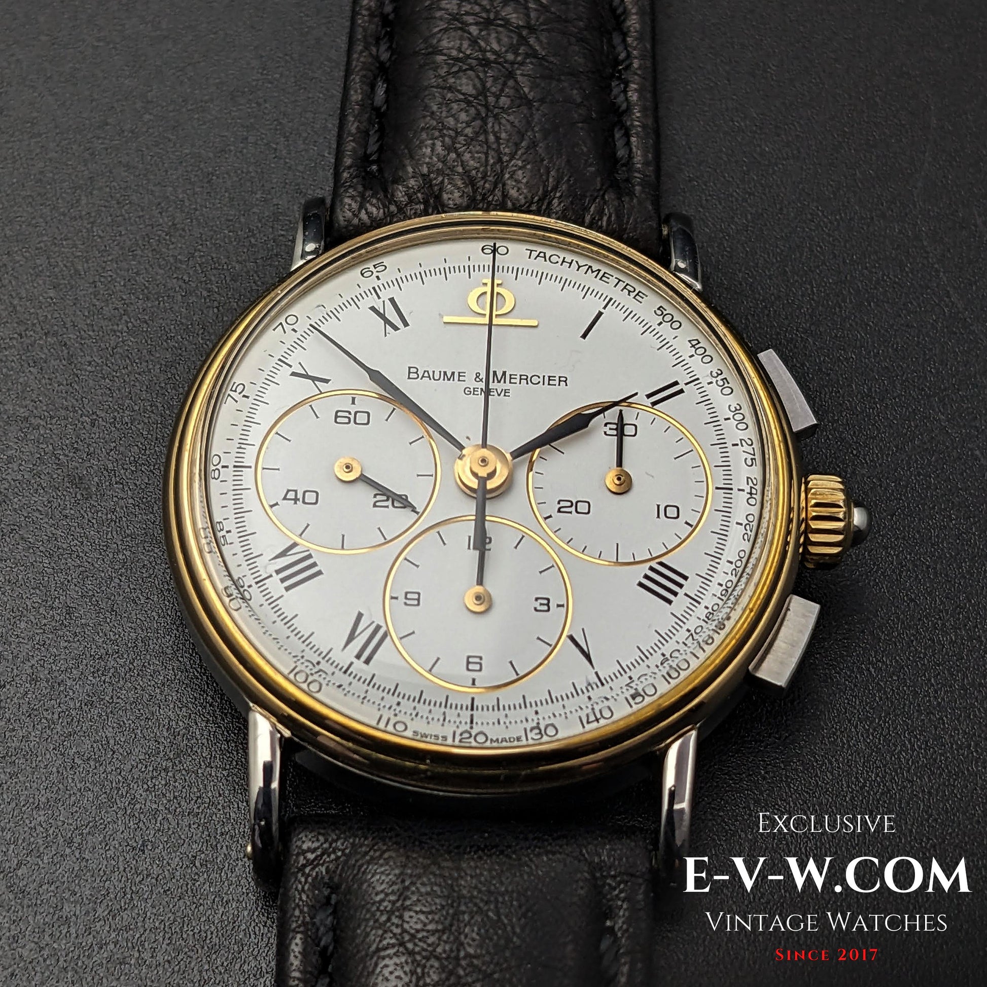 40 Years Old Vintage Baume & Mercier Chronograph Steel Gold  / Ref. 6101099 / Cal. Lemania 1873 / Vintage 1980s