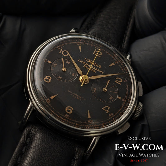 85 Years Old Vintage Lemania Chronographe SUISSE / WWII / Black dial / Cal. 1276 / Vintage 1940