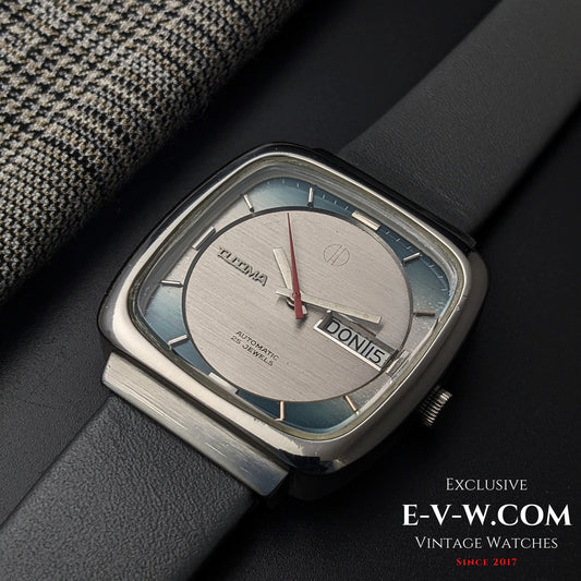 Montre vintage TUTIMA Glashütte Heritage | Boîtier TV automatique, jour et date | Calibre PUW 1563T | Année 1970 / Révisée