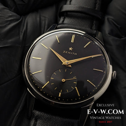 Montre Zenith vintage noire de 67 ans / Cal. 40 / Année 1956