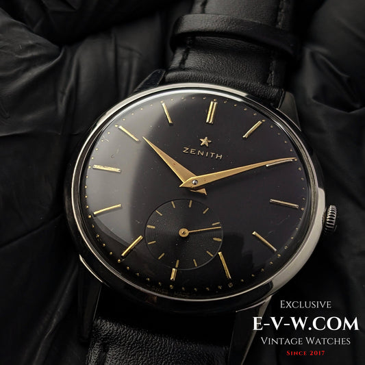 Montre Zenith vintage noire de 67 ans / Cal. 40 / Année 1956