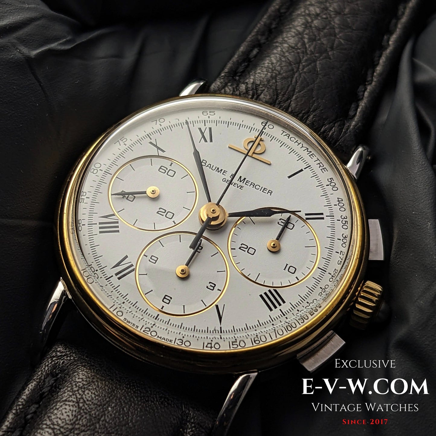 40 Years Old Vintage Baume & Mercier Chronograph Steel Gold  / Ref. 6101099 / Cal. Lemania 1873 / Vintage 1980s