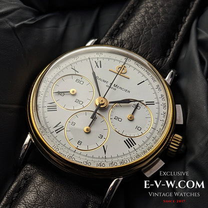 40 Years Old Vintage Baume & Mercier Chronograph Steel Gold  / Ref. 6101099 / Cal. Lemania 1873 / Vintage 1980s