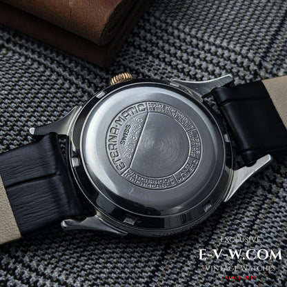 Mouvement automatique Eterna-Matic à cinq billes (première génération) | Boîtier bicolore, cornes élégantes | Calibre 1248T | Année 1950