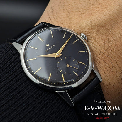 Montre Zenith vintage noire de 67 ans / Cal. 40 / Année 1956