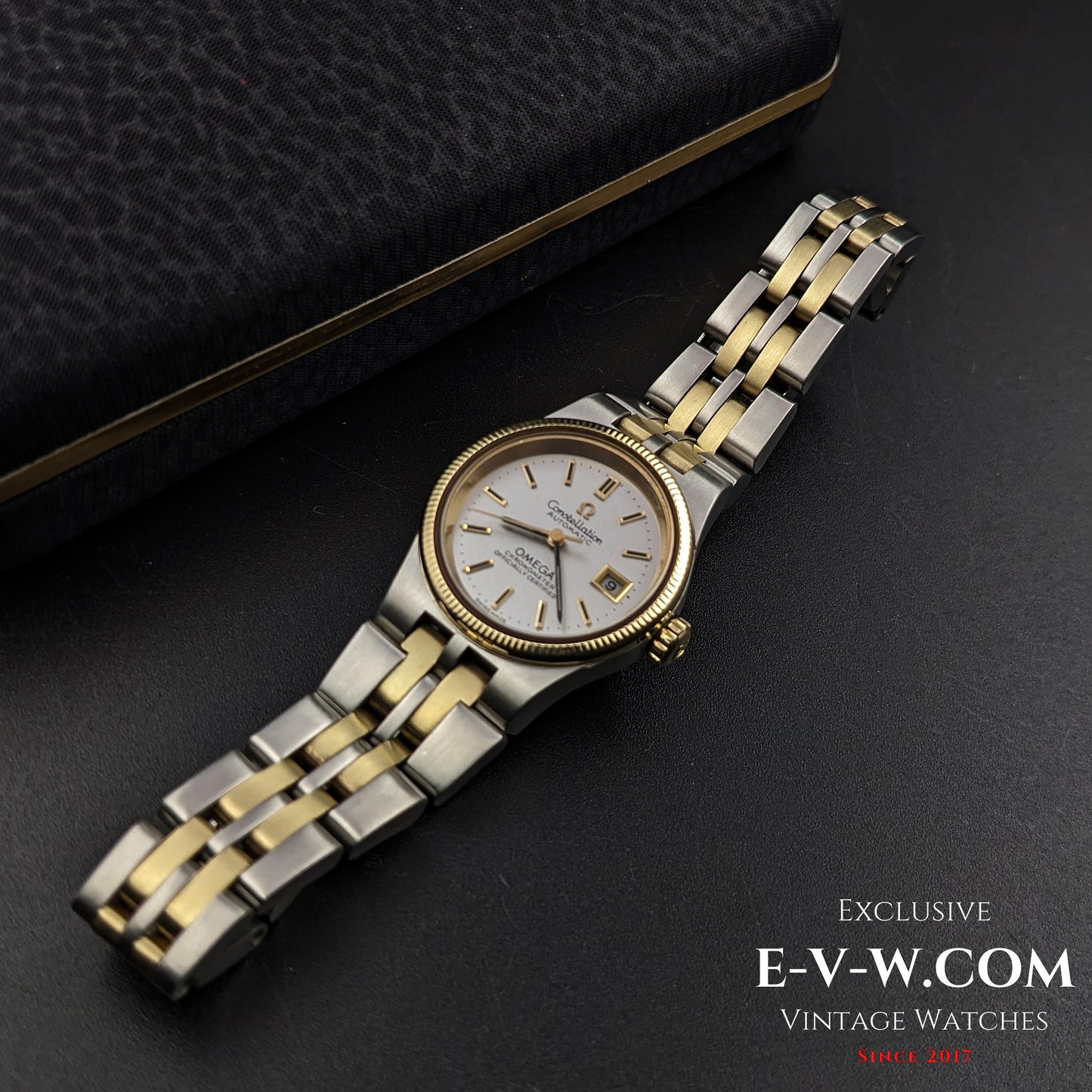 Montre Omega Constellation automatique vintage pour femme, 50 ans d'âge / Bracelet en or / Réf. 5680019 / Cal. 685 / Année 1974