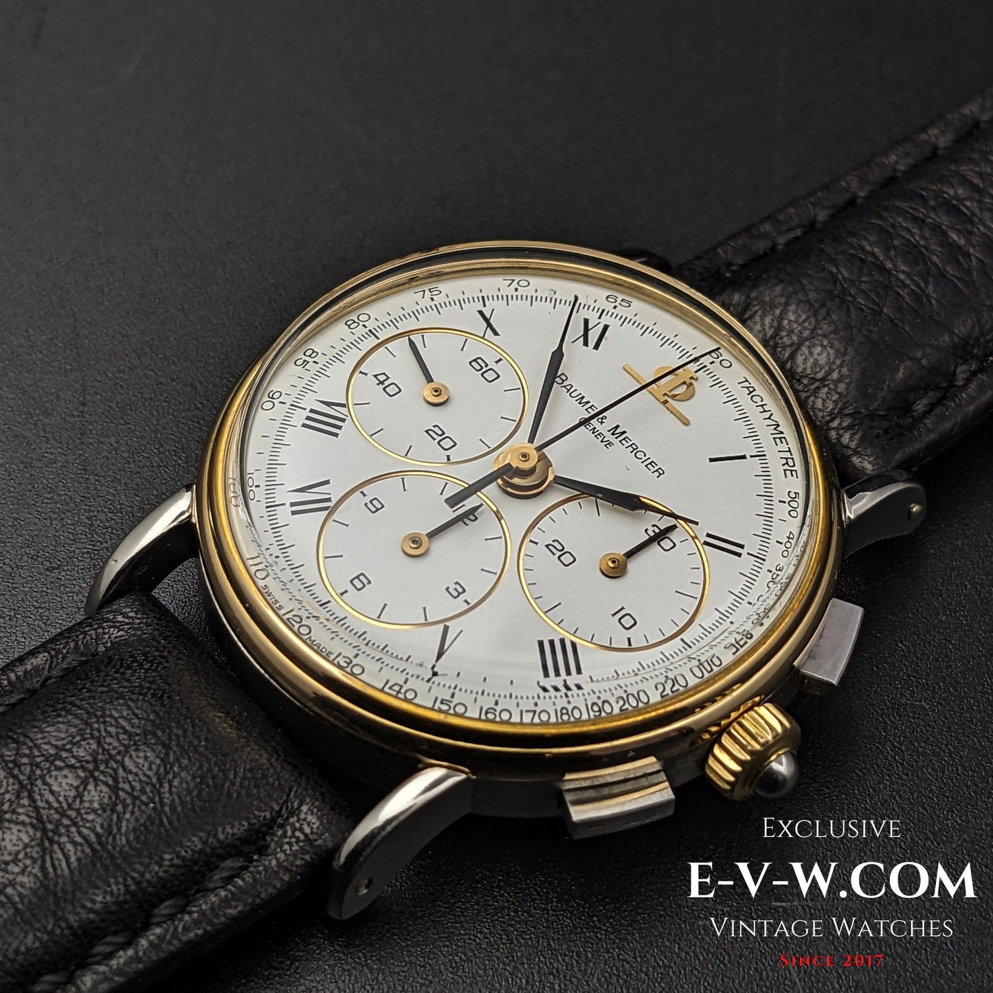 40 Years Old Vintage Baume & Mercier Chronograph Steel Gold  / Ref. 6101099 / Cal. Lemania 1873 / Vintage 1980s