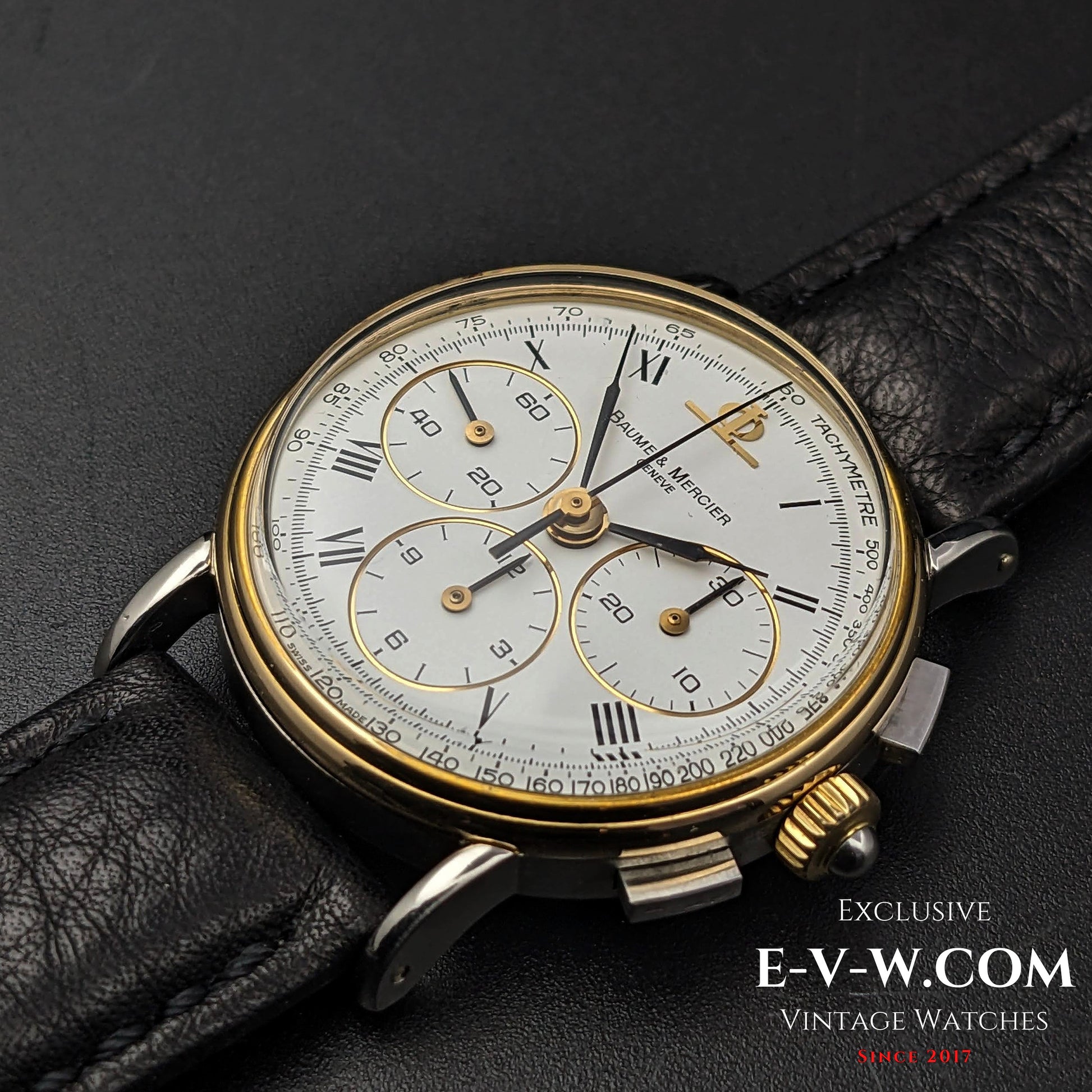 40 Years Old Vintage Baume & Mercier Chronograph Steel Gold  / Ref. 6101099 / Cal. Lemania 1873 / Vintage 1980s