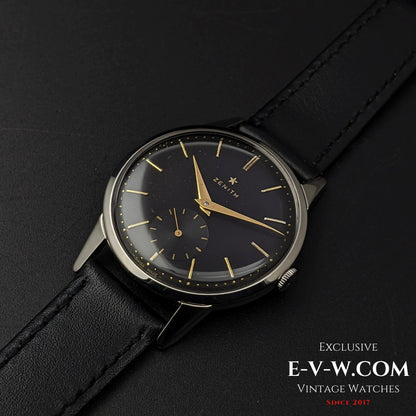 Montre Zenith vintage noire de 67 ans / Cal. 40 / Année 1956