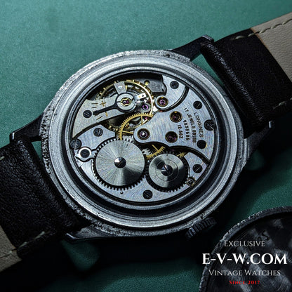 Detailed view of Longines Cal. 1268Z manual movement inside the 1955 Jumbo Calatrava Ref 2849, showcasing Swiss mechanical craftsmanship.