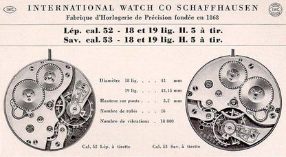 Mouvement de montre de poche IWC Schaffhausen antique de 104 ans / Cal. 52, datant de 1920