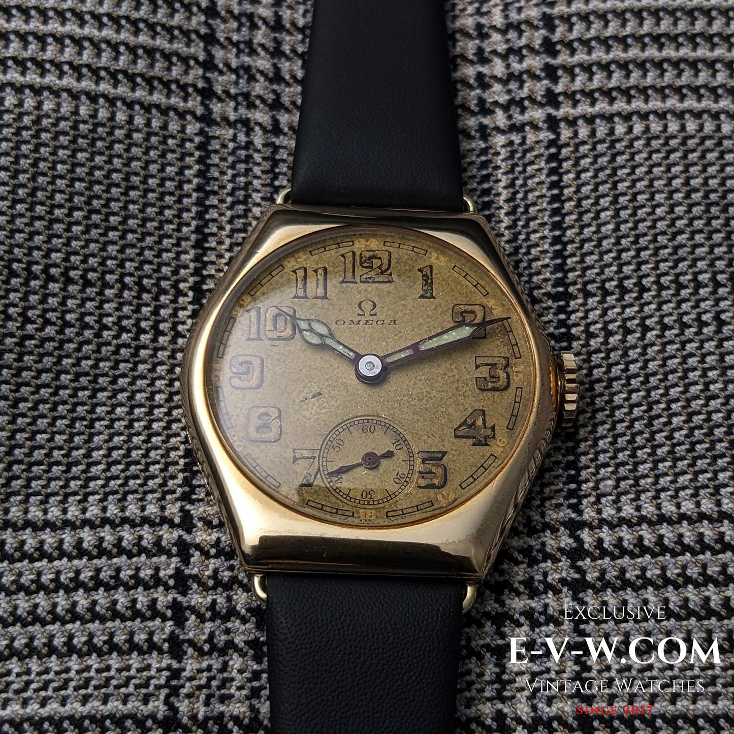 Montre Omega Art Déco à plaque dorée, 96 ans | Calibre 26,5 SOB | Modèle 1929 | Révisée