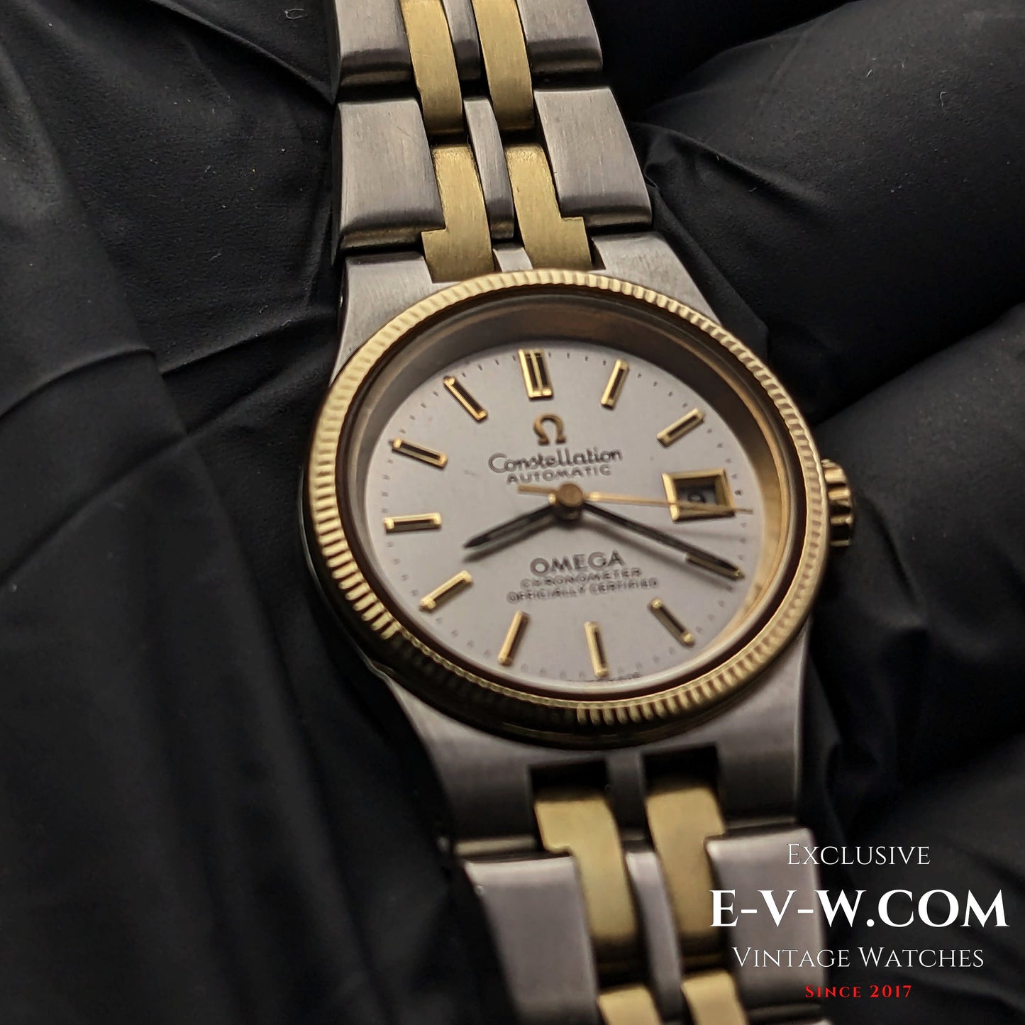 Montre Omega Constellation automatique vintage pour femme, 50 ans d'âge / Bracelet en or / Réf. 5680019 / Cal. 685 / Année 1974