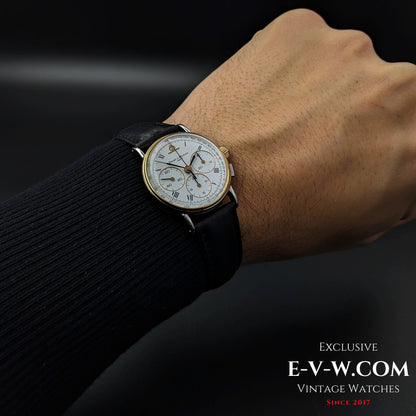 40 Years Old Vintage Baume & Mercier Chronograph Steel Gold  / Ref. 6101099 / Cal. Lemania 1873 / Vintage 1980s