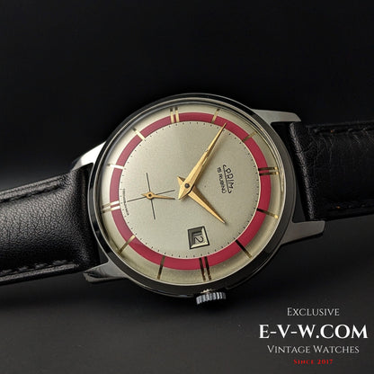 Années 1960 — PRIM — Cadran rose bicolore « œil de bœuf » — Cal. 521 — Vintage 1960 — Révisée