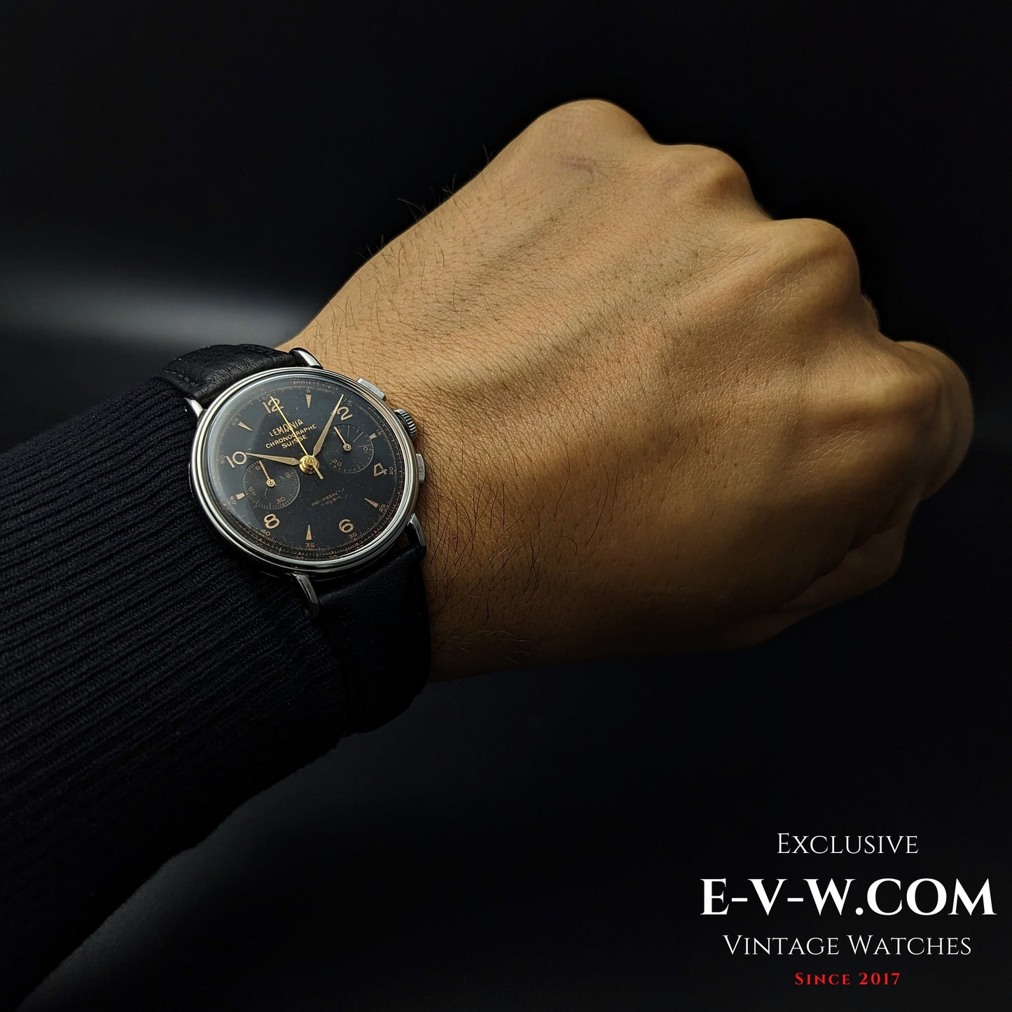 85 Years Old Vintage Lemania Chronographe SUISSE / WWII / Black dial / Cal. 1276 / Vintage 1940
