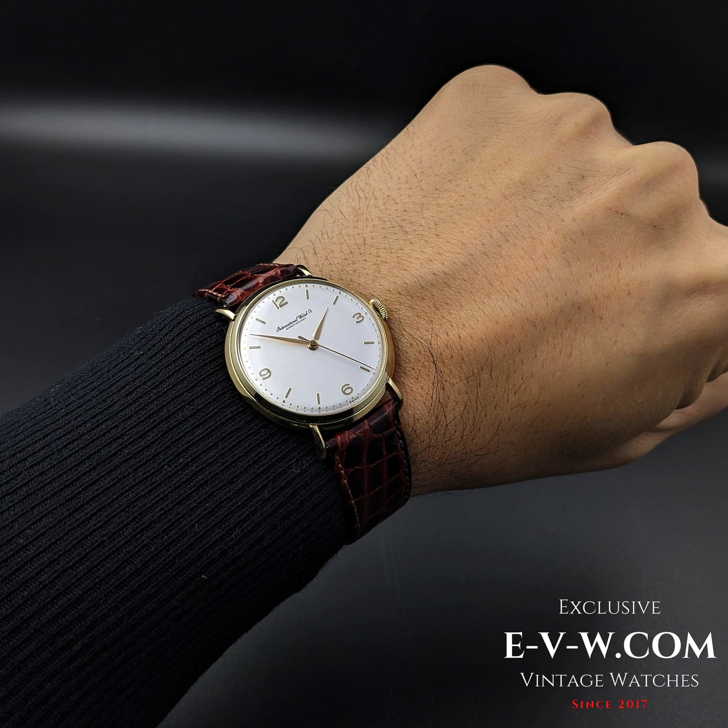 Montre IWC Schaffhausen vintage de 62 ans, en or 18 carats, avec anses en forme de crabe, calibre 89, millésime 1961.