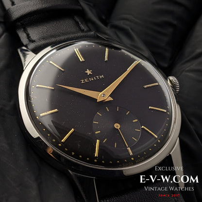 Montre Zenith vintage noire de 67 ans / Cal. 40 / Année 1956