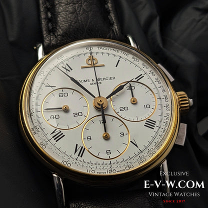 40 Years Old Vintage Baume & Mercier Chronograph Steel Gold  / Ref. 6101099 / Cal. Lemania 1873 / Vintage 1980s