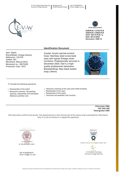 Élégante des années 1970 | Omega Genève | Réf. 135.070 | Cal. 601 | Millésime 1973 | Révisée