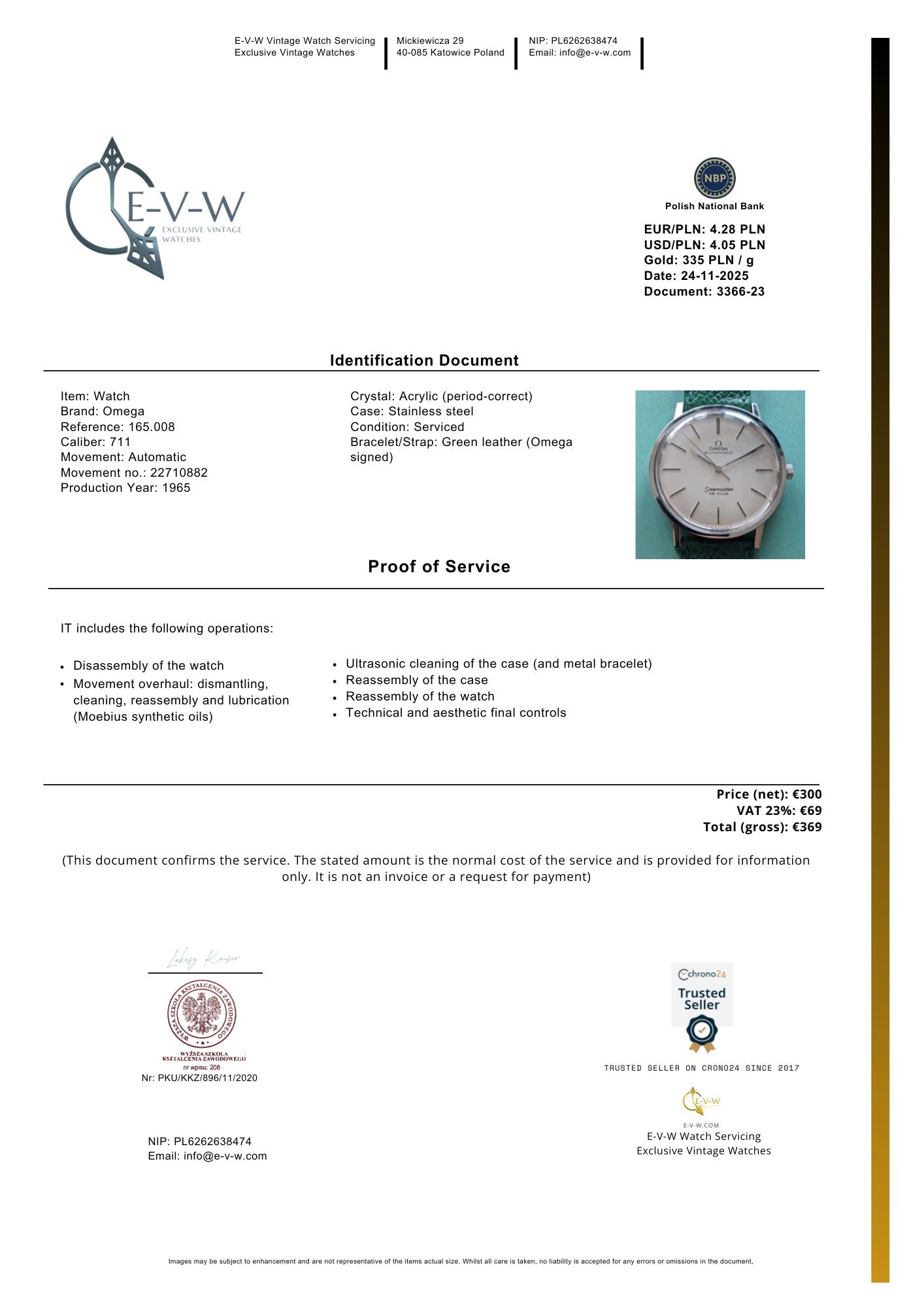 Montre Omega Seamaster De Ville vintage de 1965, rare et exceptionnelle | Modèle « ultra-plat » (Calibre 711) | Réf. 165.008 | Révisée 