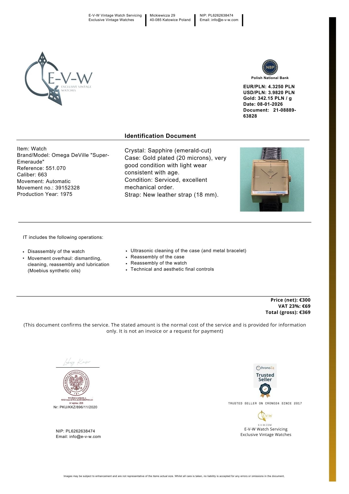 Montre Omega DeVille Super-Emeraude 1975 automatique rare / Plaqué or / Révisée