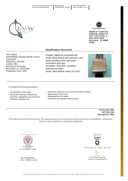 Montre Omega DeVille Super-Emeraude 1975 automatique rare / Plaqué or / Révisée