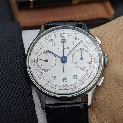 86 years old WWII DOXA Jumbo Chronograph 38mm - 1940s Vintage / cal. Valoux 22 / Serviced