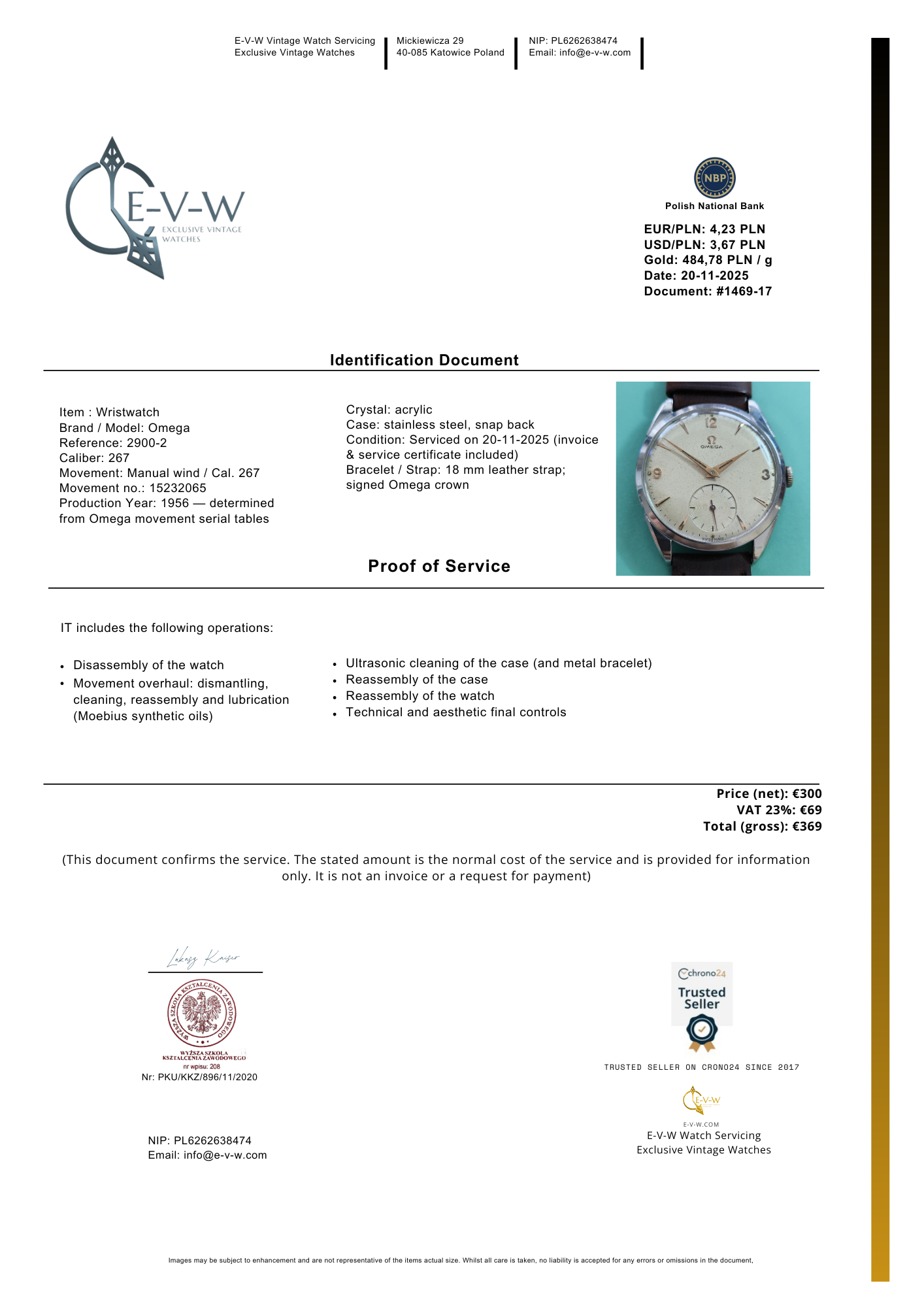 Montre habillée Omega de 69 ans | Réf. 2900-2 | Cal. 267 | Année 1956 | Révisée 