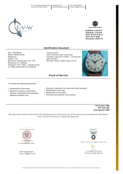 Zenith vintage des années 1960 | Rare calibre 120 | Révisée