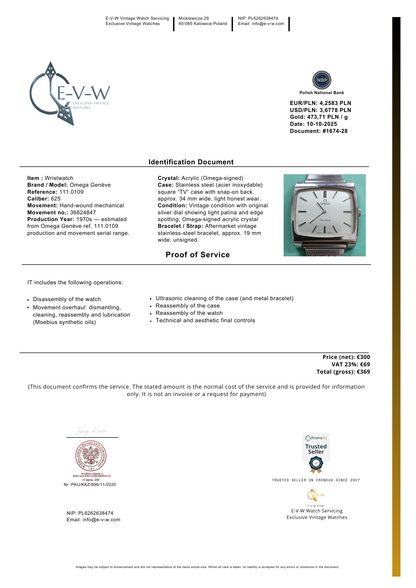 Omega Genève début des années 1970 | Réf. 111.0109 | Cal. 625 | Années 1970 | Révisée