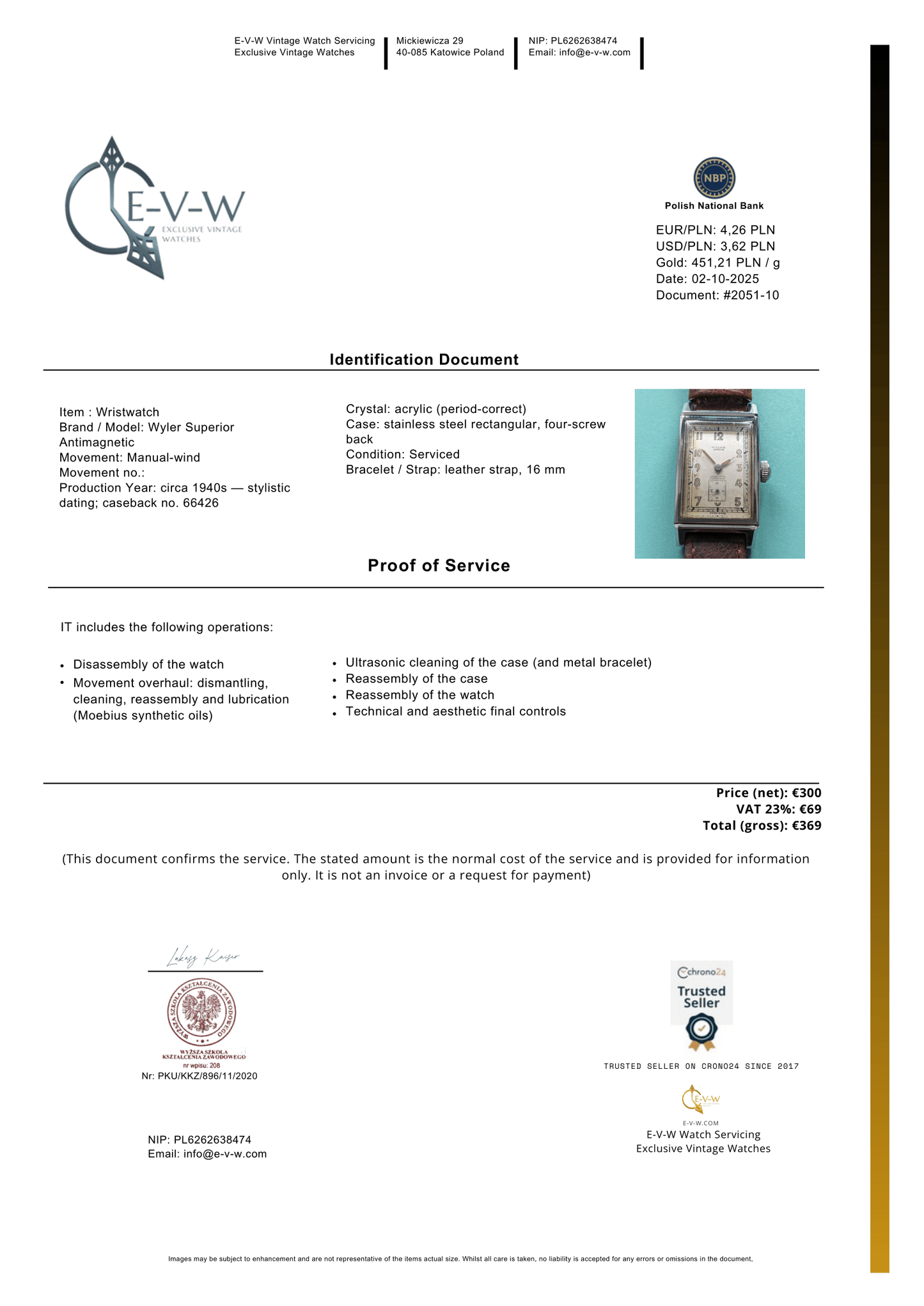 Wyler Tank Superior Antimagnétique Vintage 85 ans / Cal. Wyler Suisse / Vintage années 1940