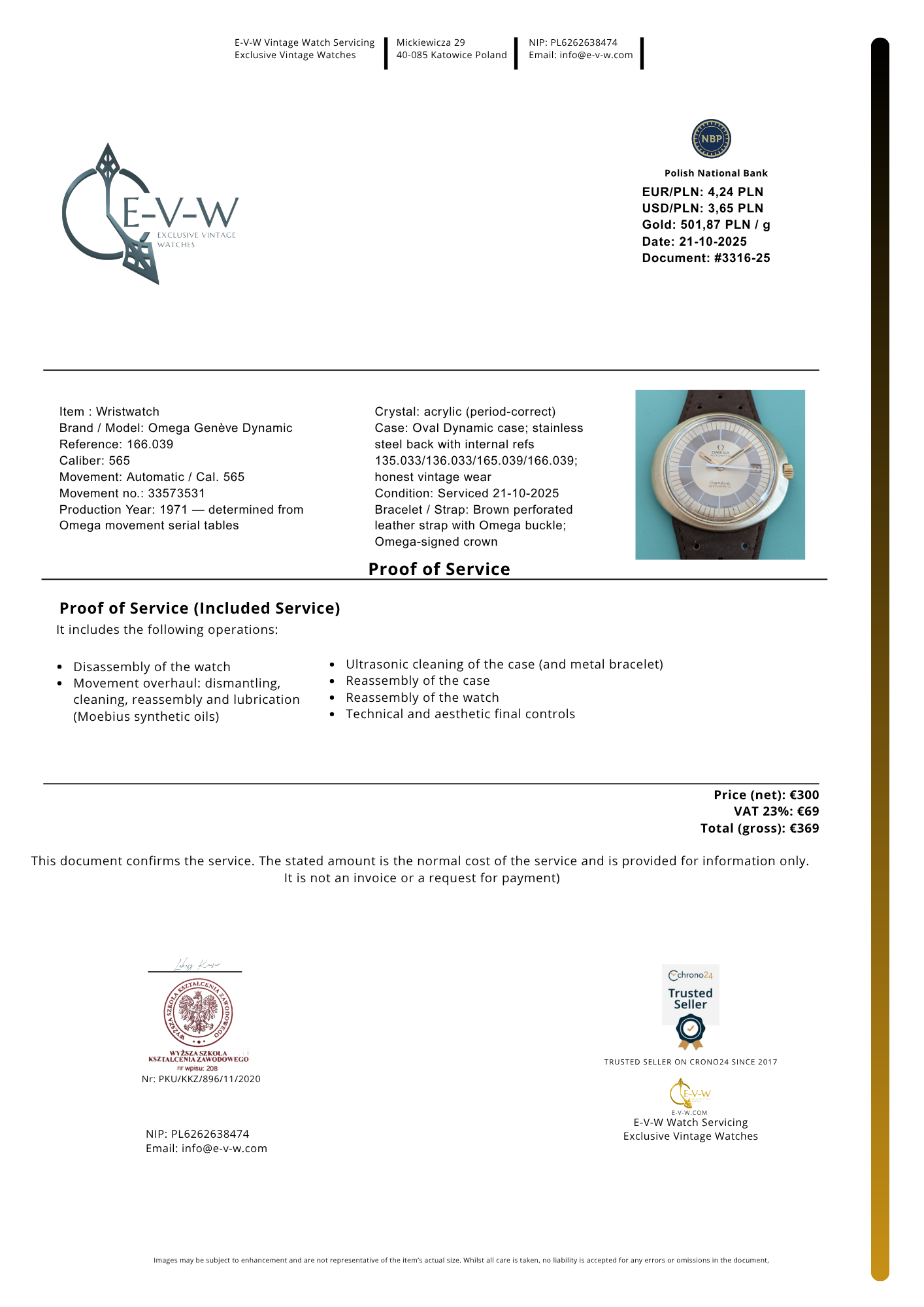 Omega Genève Dynamic de 54 ans | Réf. 166.039 | Cal. 565 | Millésime 1971 | Révisée