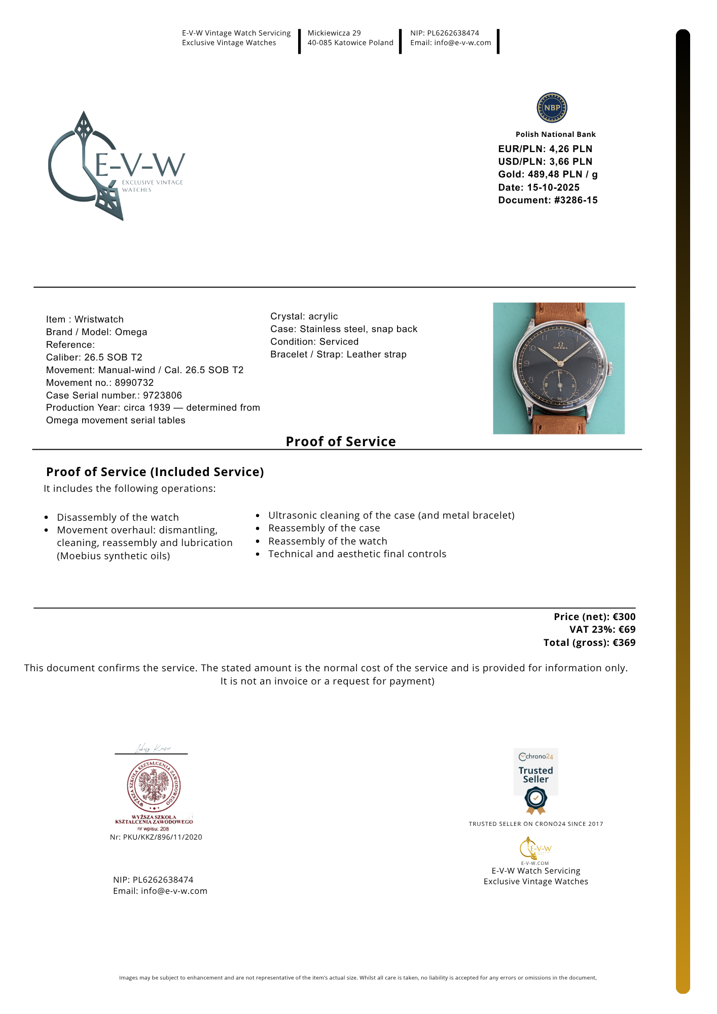 Omega de la Seconde Guerre mondiale (86 ans) | Calibre 26,5 SOB T2 | Année 1939 | Révisée