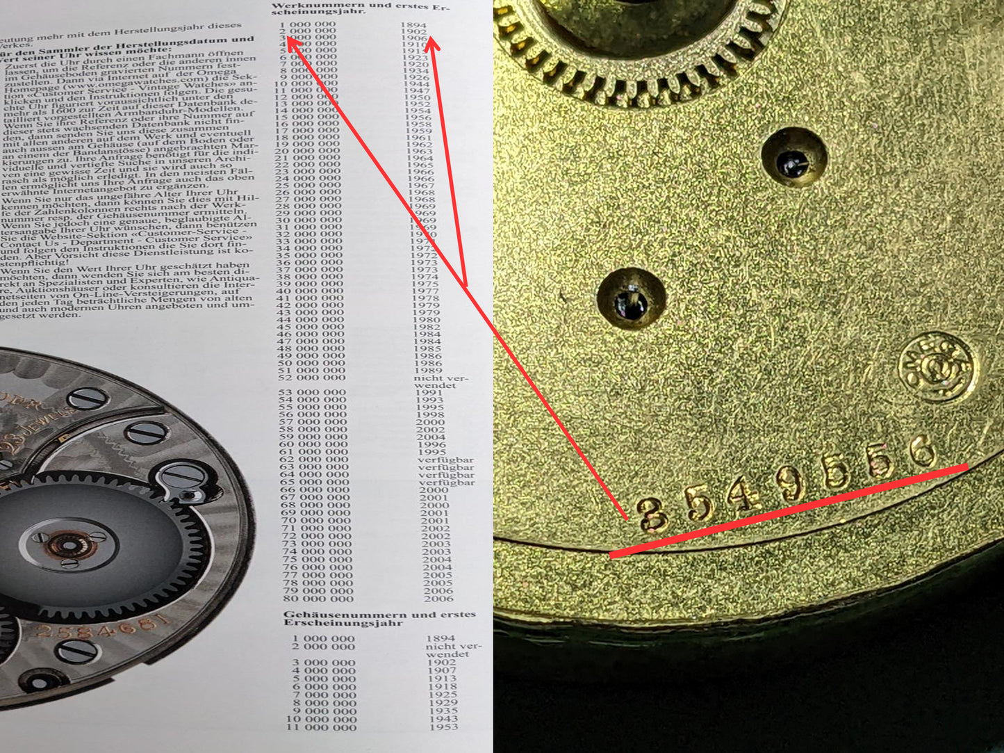 Mouvement de montre de poche Omega Jumbo antique de 119 ans / Cal. 19 / Antique de 1906