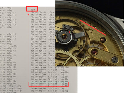 Mouvement de montre de poche IWC Schaffhausen Jumbo antique de 107 ans / Cal. 66 / Vintage 1918