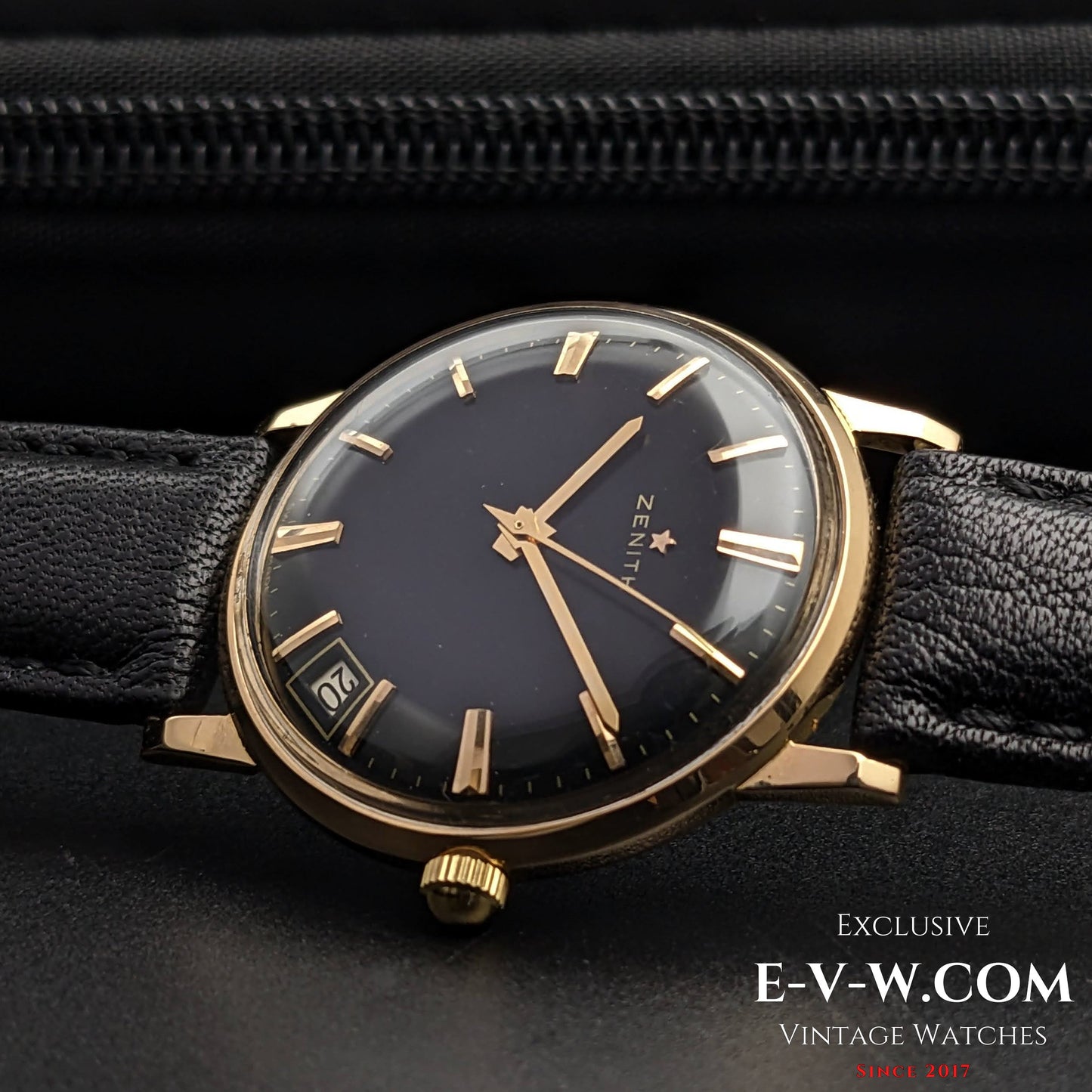 Zenith Or 18 carats / Cadran noir / Cal. 2532 SC / Vintage 1964