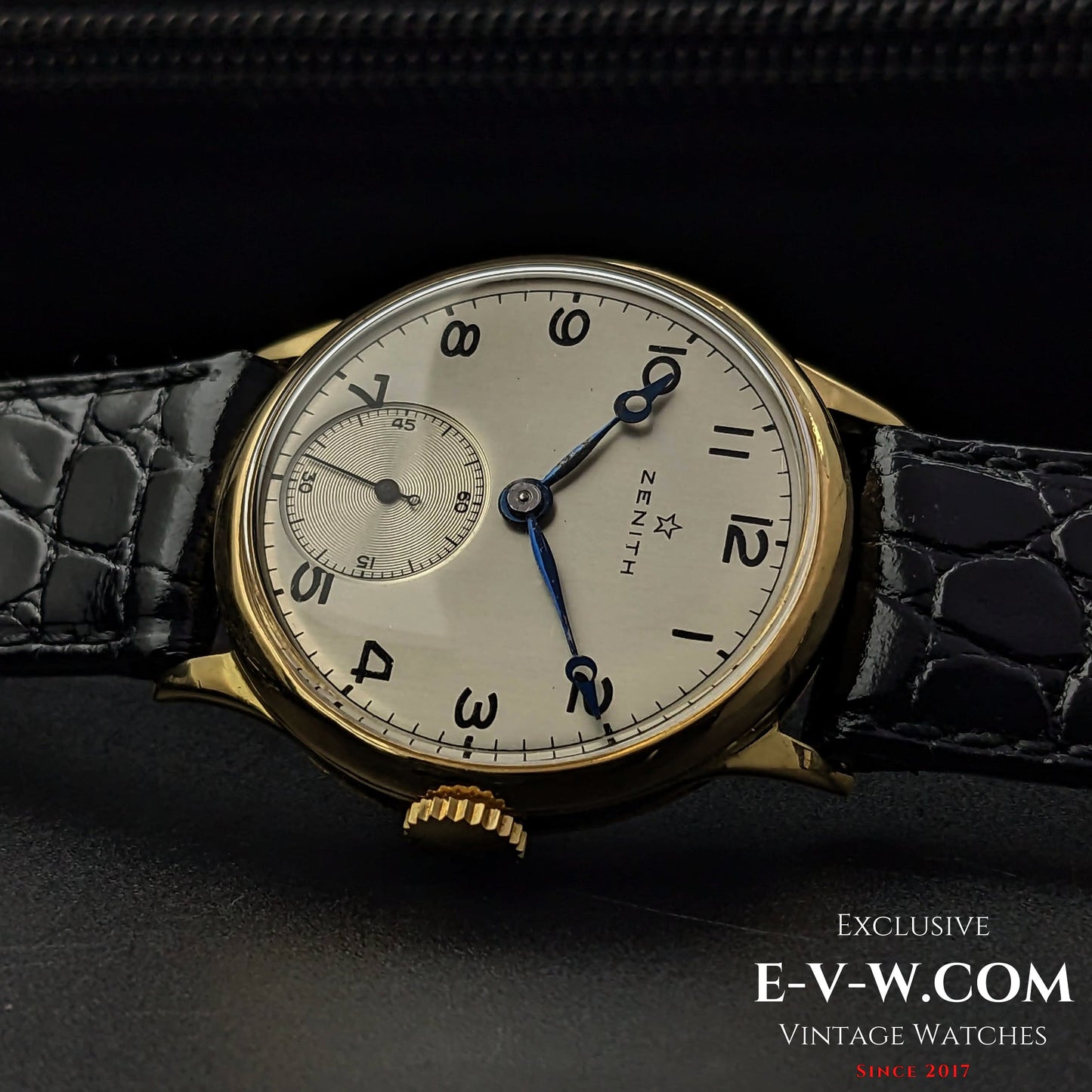 Montre Zenith Officer rare en or 18 carats / Cal. 124 / Vintage 1938