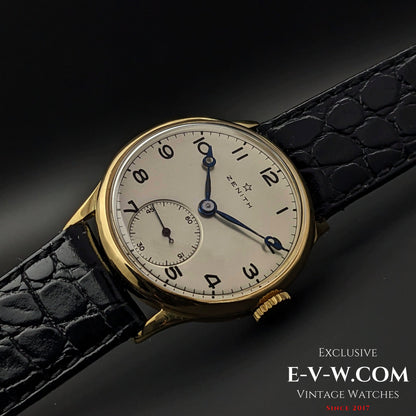 Montre Zenith Officer rare en or 18 carats / Cal. 124 / Vintage 1938