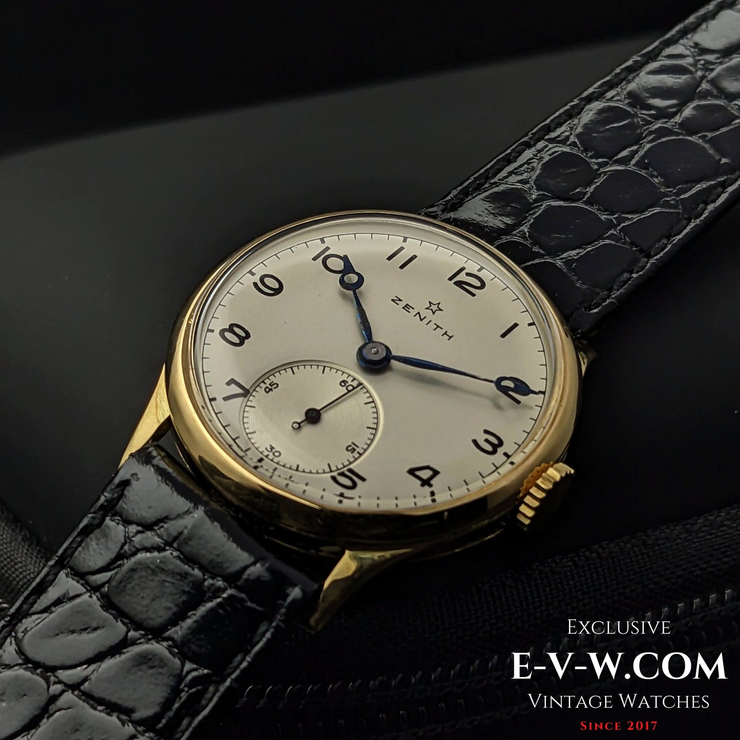 Montre Zenith Officer rare en or 18 carats / Cal. 124 / Vintage 1938