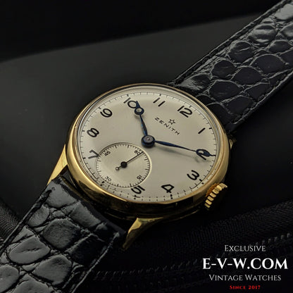 Montre Zenith Officer rare en or 18 carats / Cal. 124 / Vintage 1938