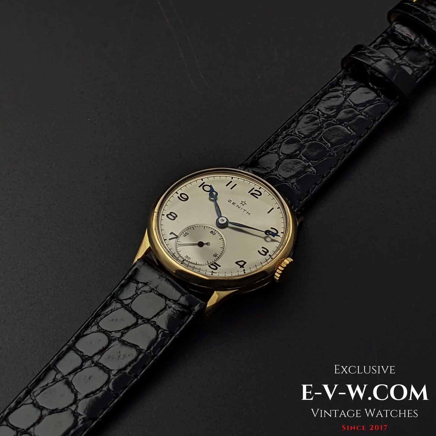 Montre Zenith Officer rare en or 18 carats / Cal. 124 / Vintage 1938