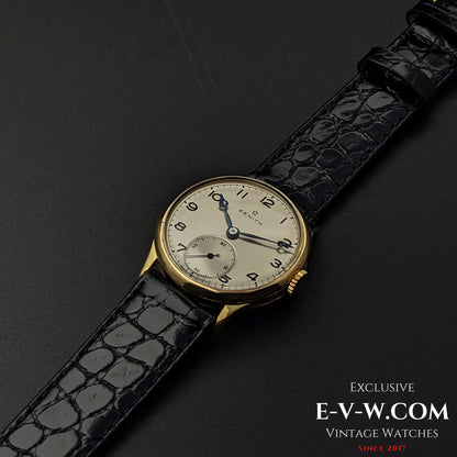 Montre Zenith Officer rare en or 18 carats / Cal. 124 / Vintage 1938