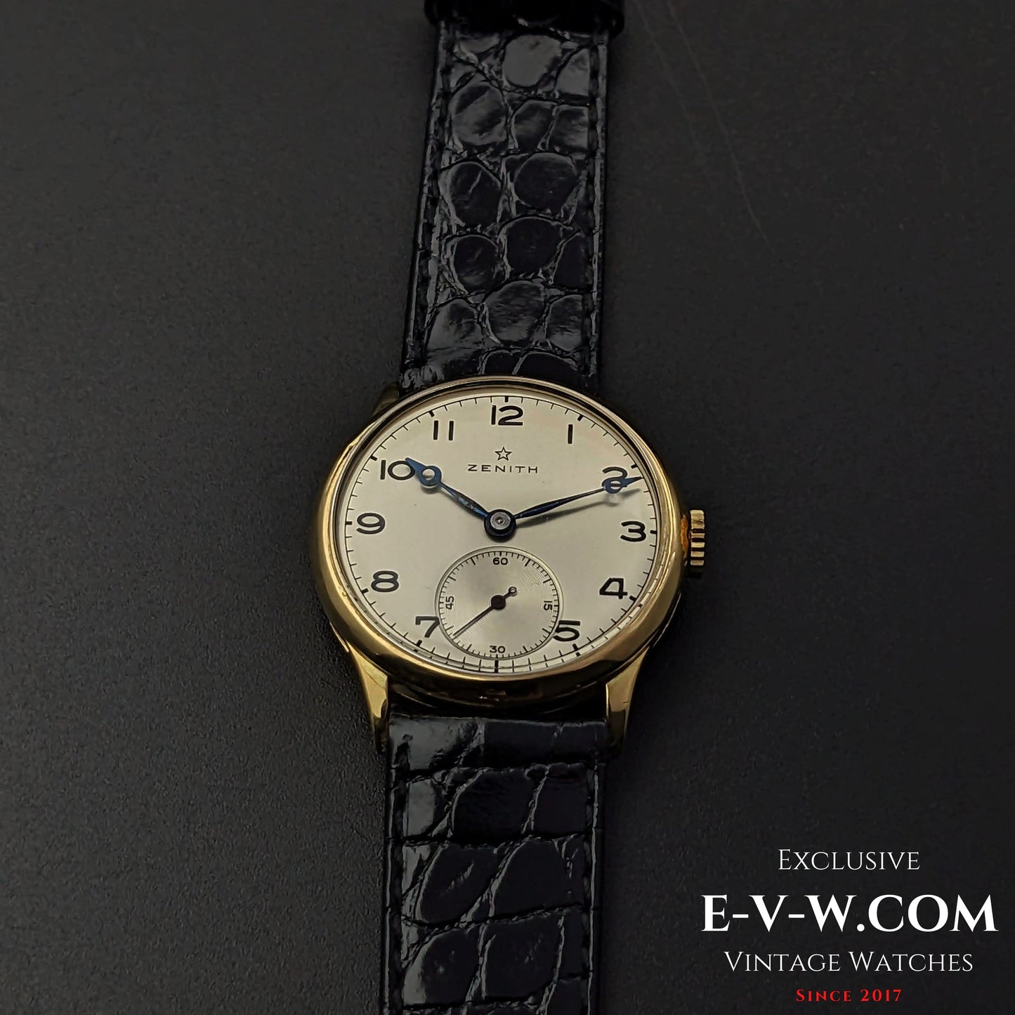 Montre Zenith Officer rare en or 18 carats / Cal. 124 / Vintage 1938