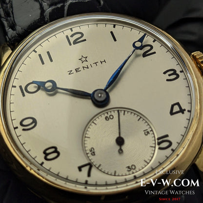 Montre Zenith Officer rare en or 18 carats / Cal. 124 / Vintage 1938